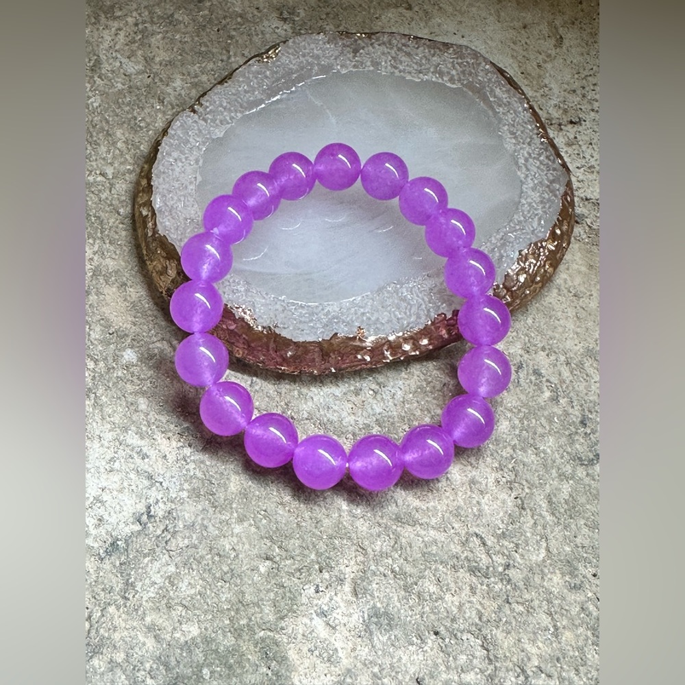 💕Purple Glass Beaded Stretch Bracelet